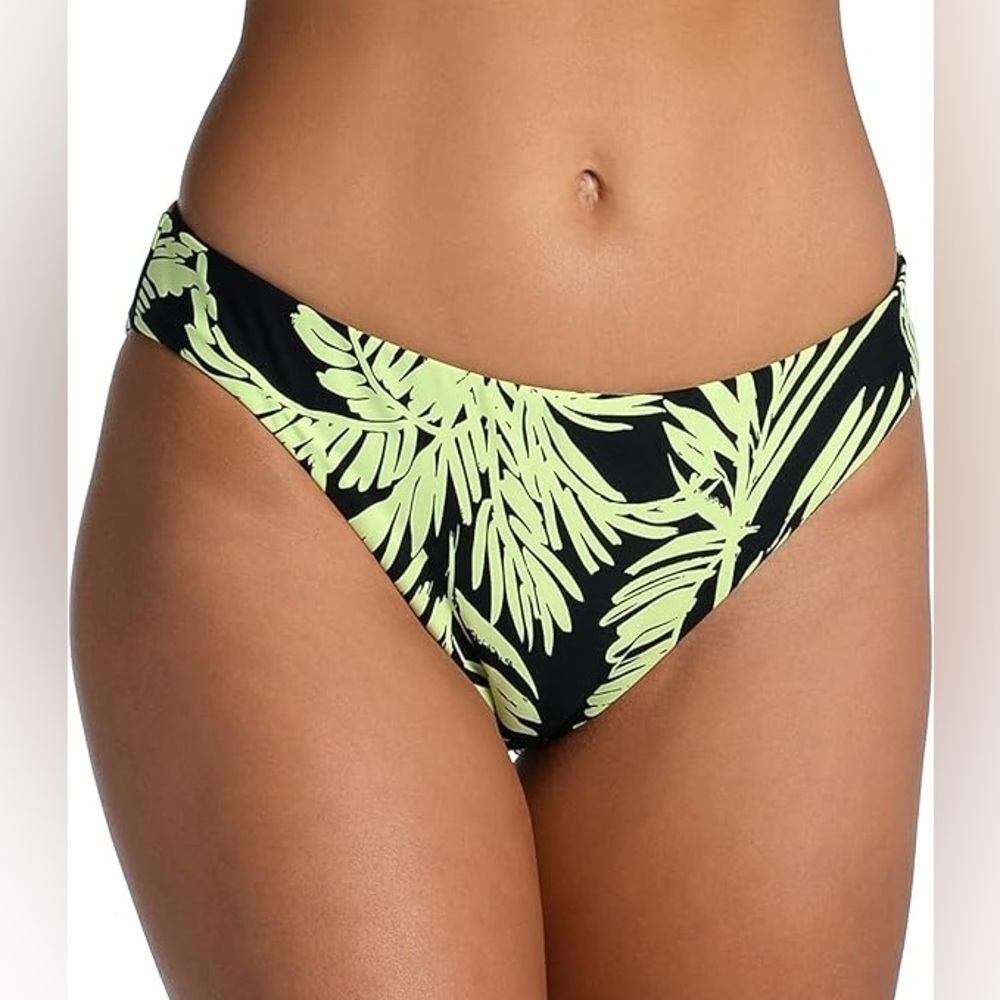 NWT Citrus Black Palm High Waist Reversible Bikini Bottom Swimwear Size XL